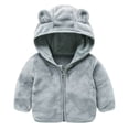 thumbnail image 5 of GYRATEDREAM Infant Baby Girls Fleece Ears Hat with Lined Hooded Zipper Up Jacket Coat Tops Outwear Overcoat Warm Fall Winte for 4-5Y Gray, 5 of 7