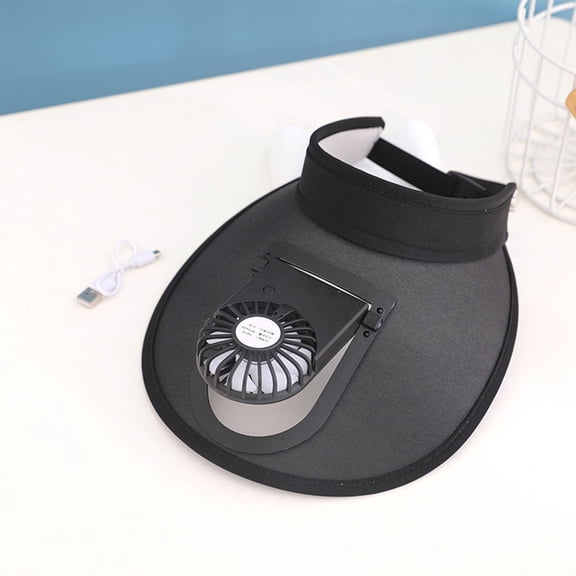 RKSTN Toddler Sun Hat UPF 50 Solar Fan Hat Wide Brimmed Visor Hats Essential for Outdoor Activities with Usb Charging (Black ,Free Size)