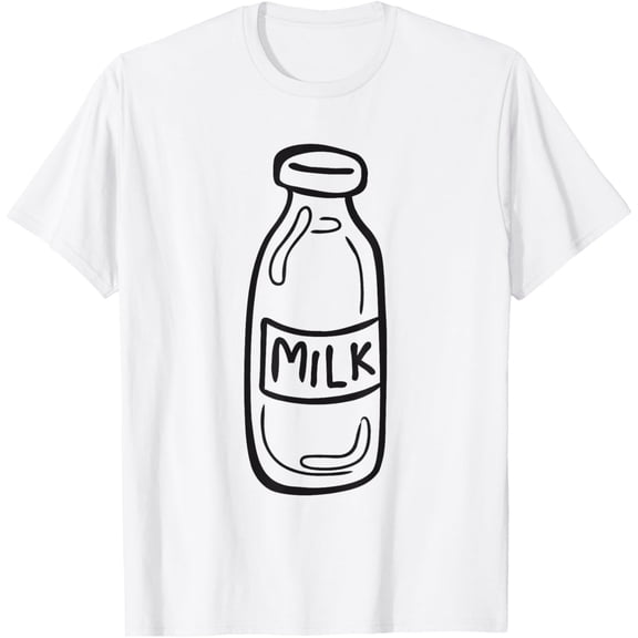 T-SHIRTMilk T-Shirt Bottle with Milk Costume Shirt T-Shirt mens t shirt，white，women，funny，misfits，men，journey