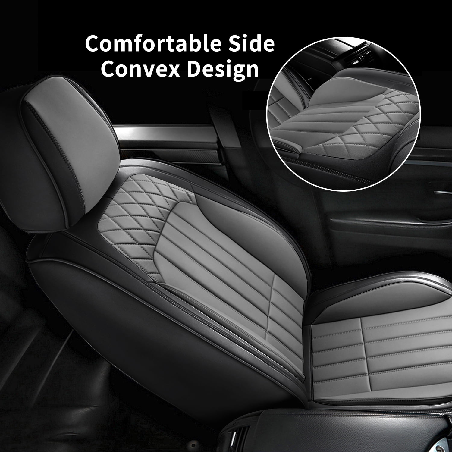 DIKSOAKR Car Seat Covers Fit for Toyota Camry 2012-2025 Full Set Leather Seat Cushion Airbag Compatible Easy to Install(2 Seats,Black&Grey)