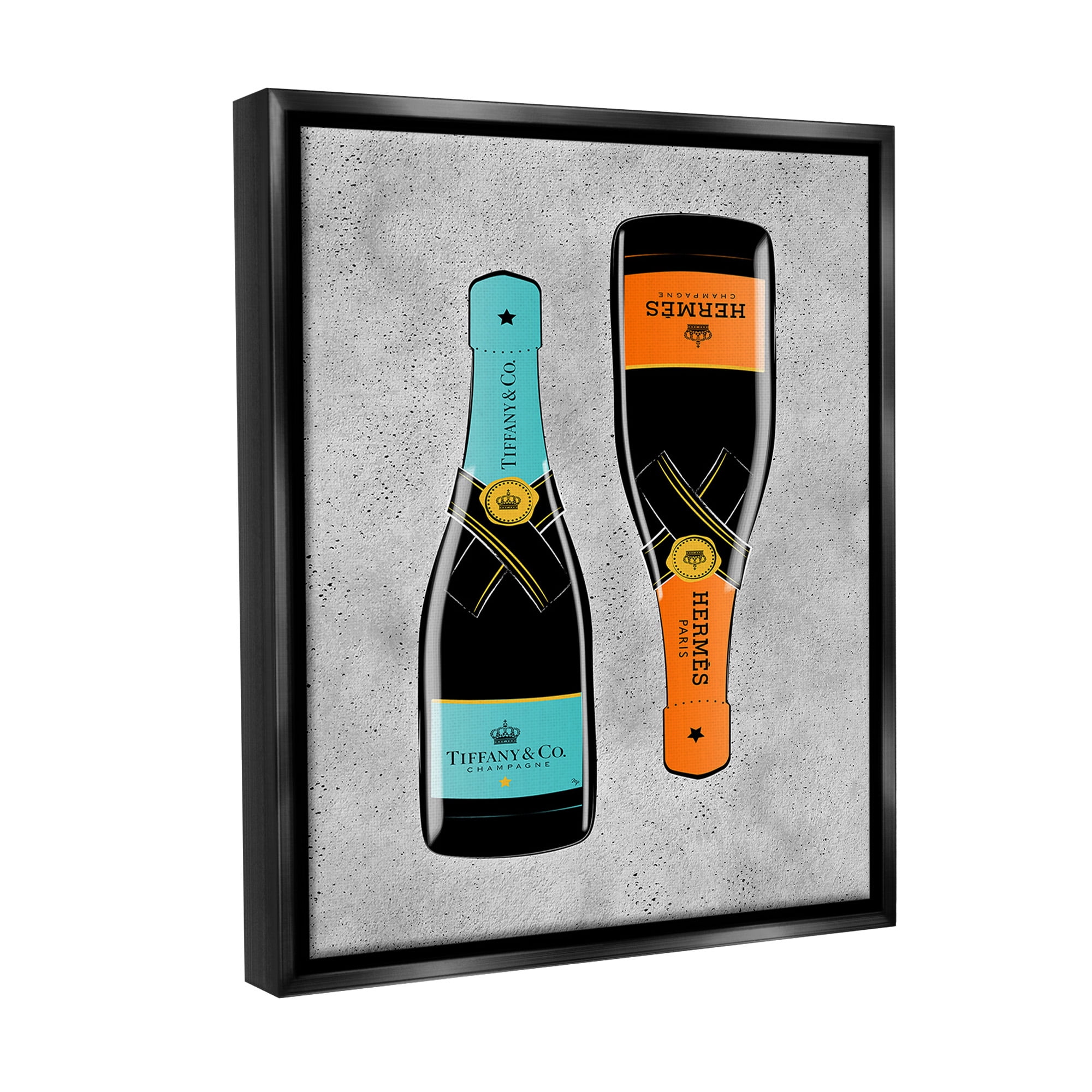 Stupell Industries Chic Glam Champagne Food & Beverage Painting Black Floater Framed Canvas Art Print Wall Art, 17 x 21