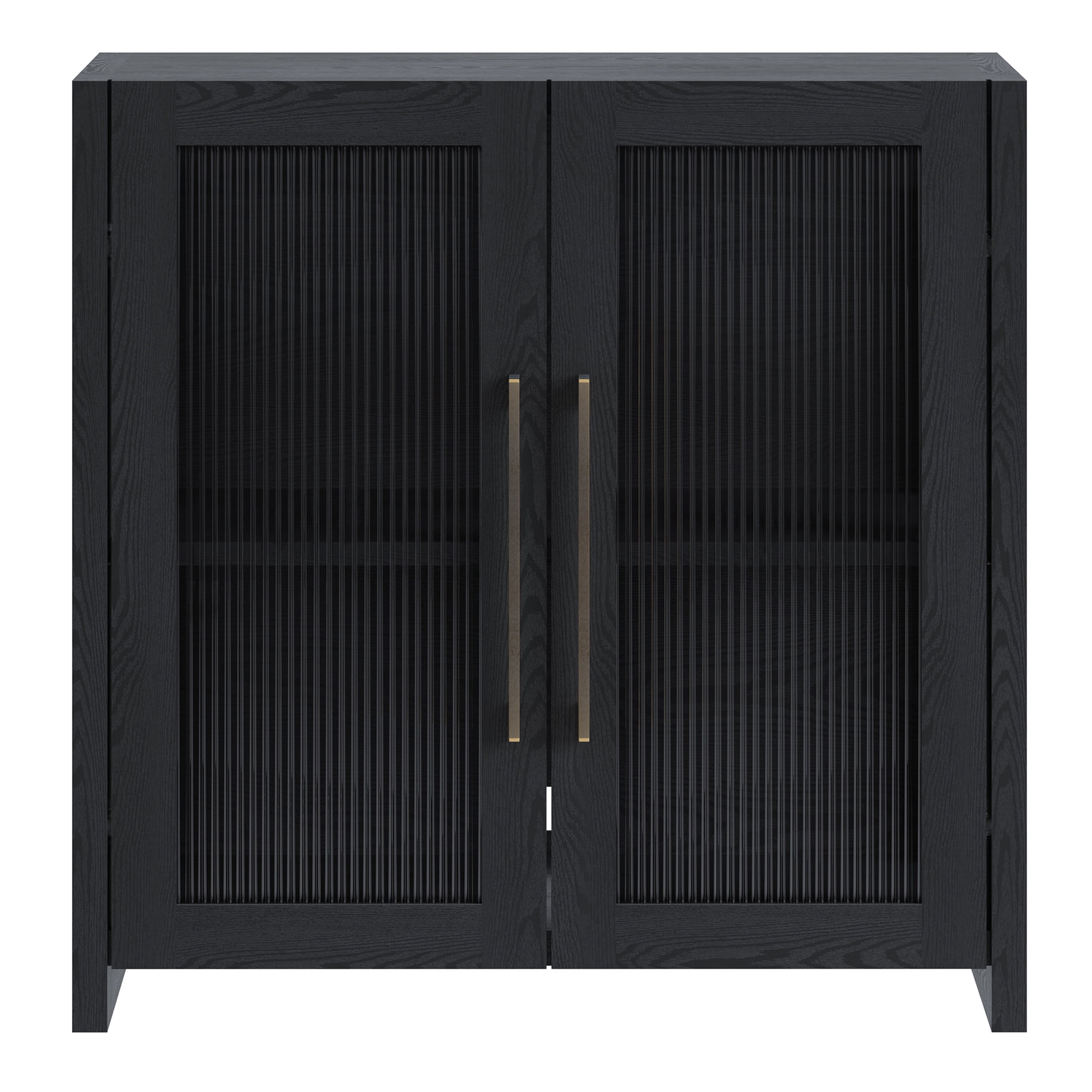 Evelyn&Zoe Modern/Contemporary 32" Wide Black Grain Accent Cabinet