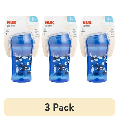 (3 pack) NUK Advanced Cup-like Rim Hard Spout Sippy Cup, 10 oz., 18+ Months, Unisex