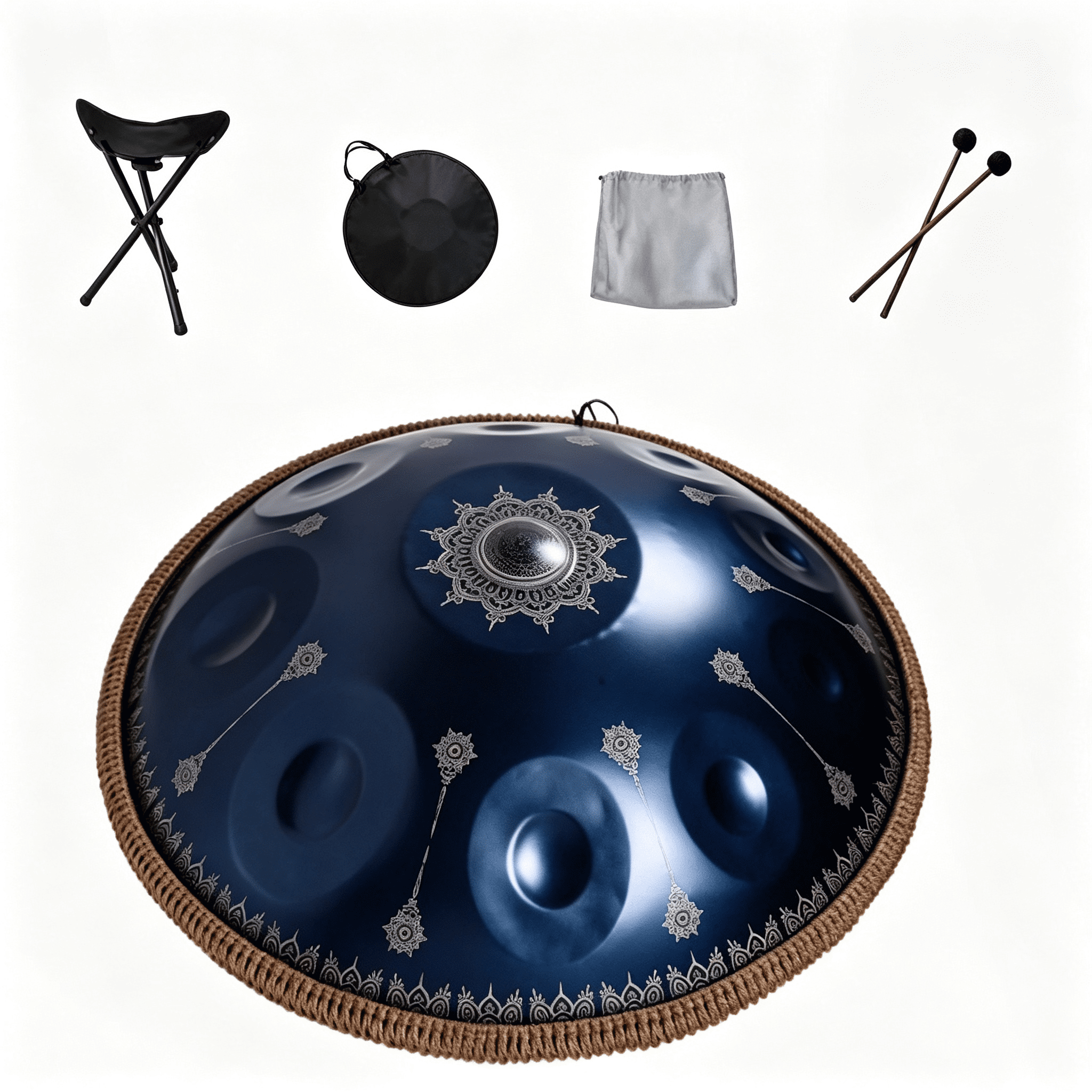 10 Notes Mandala Pattern Silver Handpan Drum Decorative Steel Percussion Instrument