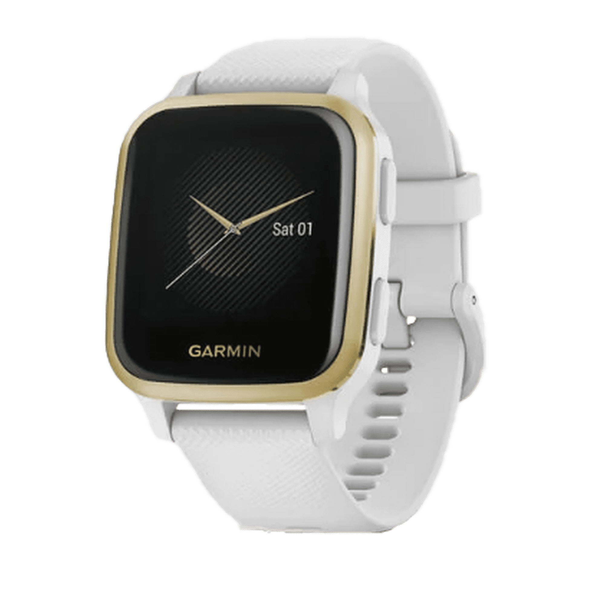 Garmin Venu Sq, Gold Bezel with White Band, GPS Smartwatch (Garmin Certified )
