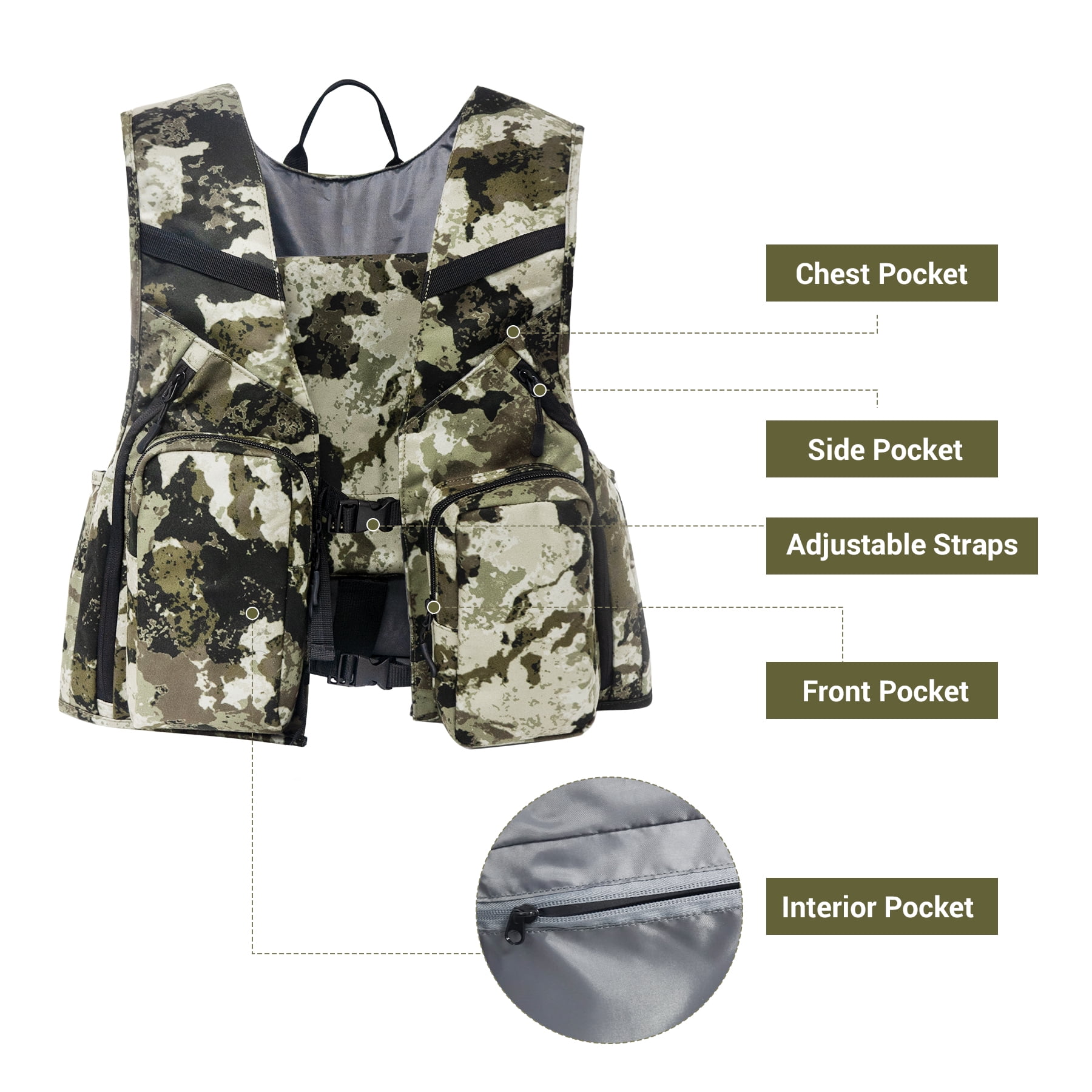 WTVIDAS Hunting Vest with Detachable Seat Cushion Camo Turkey Vest with Backpack Hunting Gear for Deer Turkey Fishing
