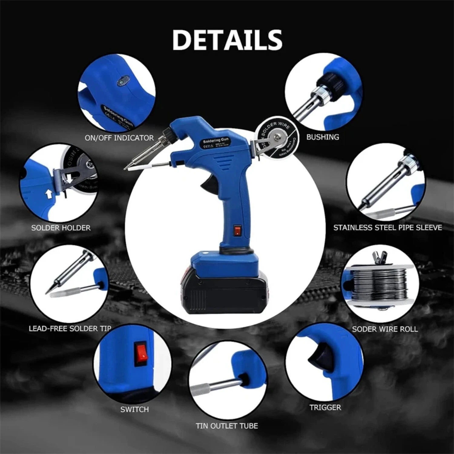 Cordless Soldering Iron Gun for Bosch 18V Li-ion Battery Handheld Welding Gun