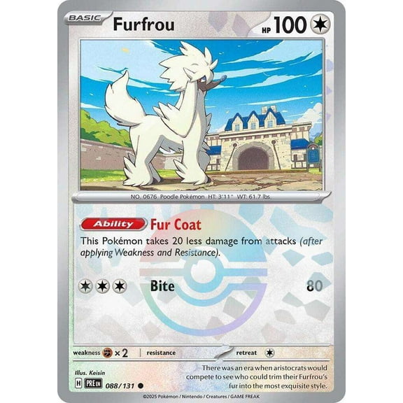Pokemon Prismatic Evolutions Common Furfrou #88 (Poke Ball Pattern)