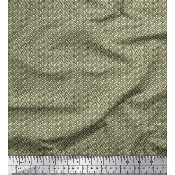 Soimoi Georgette Viscose Fabric Geometric Maze Shirting Printed Fabric 1 Yard 42 Inch Wide