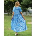 thumbnail image 4 of Fantaslook Summer Dresses for Women Casual Loose Maxi Bohemian Floral Dress Short Sleeve Beach Long Swing Dress, 4 of 6