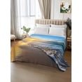 thumbnail image 2 of Summer Beach King Size Flat Sheet, Wrinkleproof & Fadeproof Cooling Flat Bed Sheet Only, Sunset Ocean Coastal Nautical Breathable Soft Bedding Top Sheets 105 x 98 Inches, 2 of 8