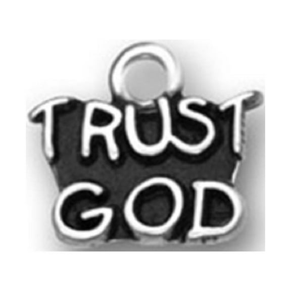 Sterling Silver 16" .8mm Box Chain Trust God Message Pendant Necklace