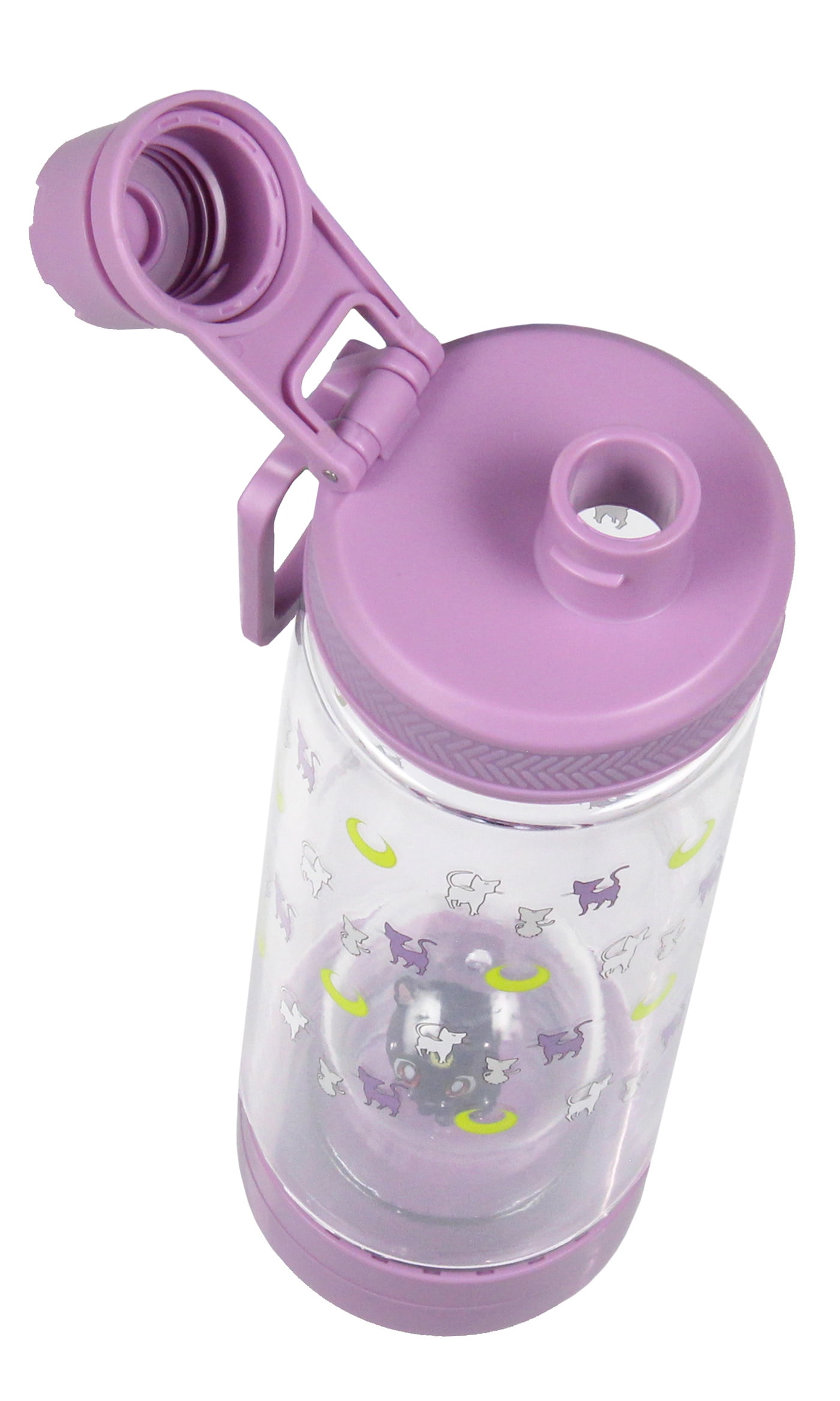 Sailor Moon Artemis Drinking Plastic Water Bottle With Inside Character Mold With Screw Top Lid | BPA Free | 17 oz.