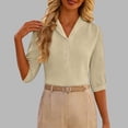 thumbnail image 5 of Zedker Dressy Tops for Women Business Casual Tops Summer Work Blouses 3/4 Sleeve Button Down Shirts Trendy 2026, 5 of 6