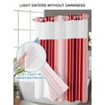 thumbnail image 4 of No Hook Cloth Fabric Shower Curtain with Snap in Liner, Red Vertical Striped Waterproof Shower Curtains Set with See Through Top Window, Farmhouse Minimalist Abstract Lines Bath Curtains 72"x96", 4 of 6