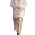 thumbnail image 3 of Women'S Sheer High Waist Skirt Fashion Chic Casual Office Midi Pencil Skirt Elegant See Through White M, 3 of 8