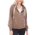 thumbnail image 3 of Made by Olivia Women's Solid Basic Long Sleeve Zip Up Fleece Jacket, 3 of 5