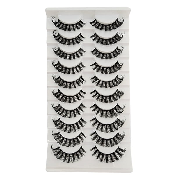 Pestañas postizas Irfora 10 pares de pestañas postizas autoadhesivas reutilizables, largas y densas, pestañas postizas de pasta rápida para maquillaje de ojos de Cosplay de fiesta diaria Irfora Pestañas postizas