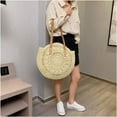 thumbnail image 6 of Straw Handbags Women Handwoven Round Corn Straw Bags Natural Chic Hand Large Summer Beach Tote Woven Handle Shoulder Bag, 6 of 6