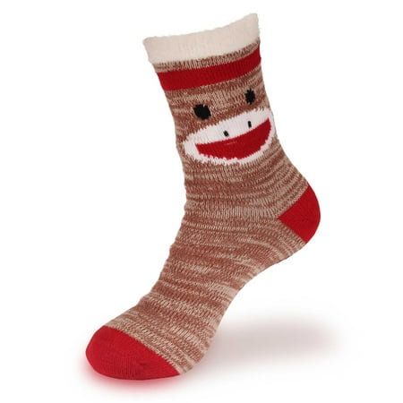 

Animal Double Layer Extra Thick Soft Warm Fuzzy Non-Skid Crew Socks 1 Pair Monkey (Style 09)