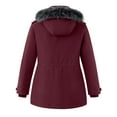 thumbnail image 2 of Wantdo Women's Plus Size Coat Insulated Puffer Jacket Warm Thicken Quilted Winter Parka Jacket Wine Red 3XL, 2 of 8
