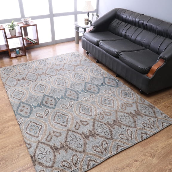 Rugsotic Carpets Hand Knotted Wool 2'6''x10' Runner Area Rug Geometric Light Blue N00803