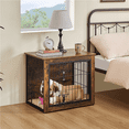 thumbnail image 3 of Alden Design 27.5″ W Dog Crate Furniture Small Rustic Industrial Wooden Dog Kennel, 3 of 9