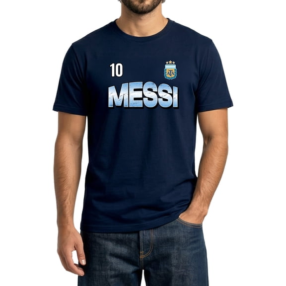 Icon Sports Official Argentine Football Association Lionel Messi Cotton T-Shirt - Unisex Adult - AFA697CT Navy L