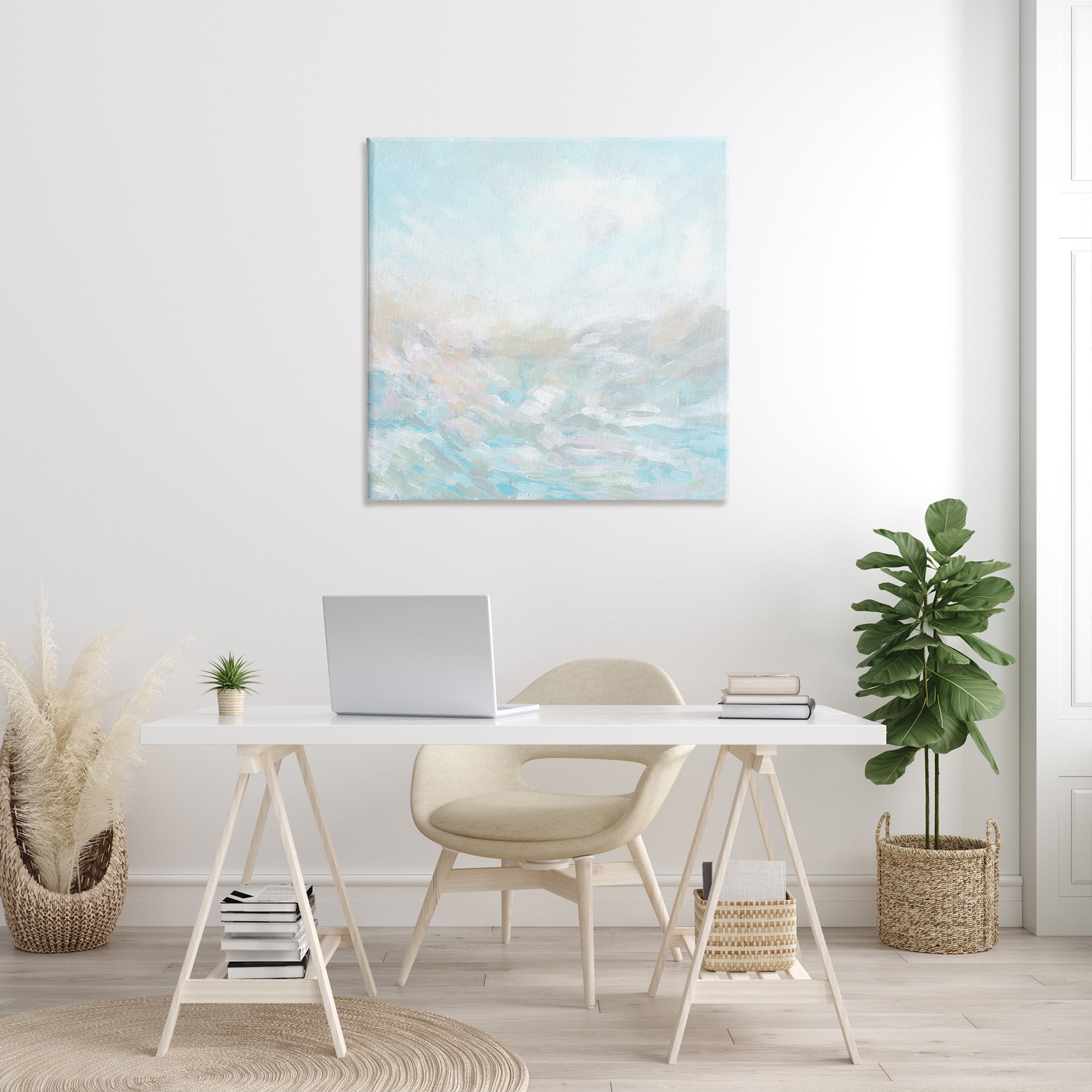 Stupell Industries Blue Abstract Waves Abstract Painting Gallery Wrapped Canvas Art Print Wall Art, 36 x 36