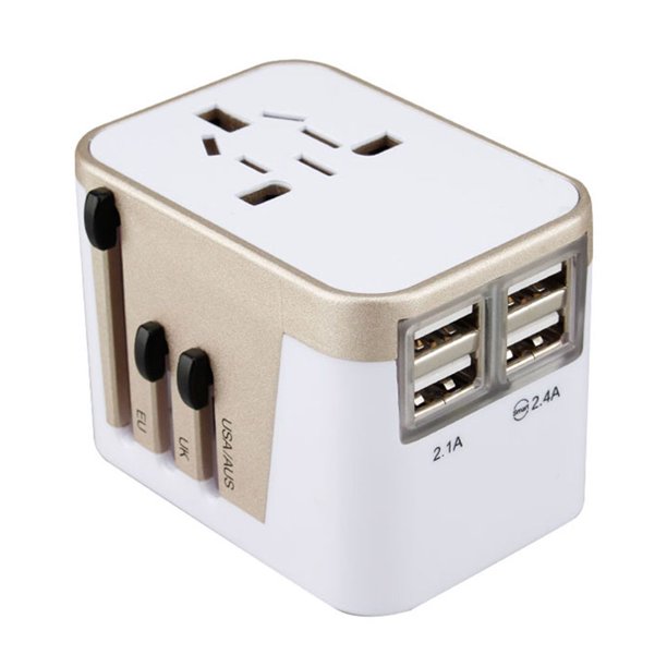 Adaptador de enchufe internacional universal todo en uno con 4 puertos USB Cargador de corriente alterna para viajes mundiales con enchufe AU US UK EU sidaley DZ4383-08B