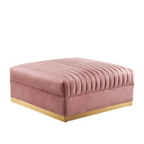 Modway Sanguine Velvet and Stainless Steel Ottoman in Dusty Rose