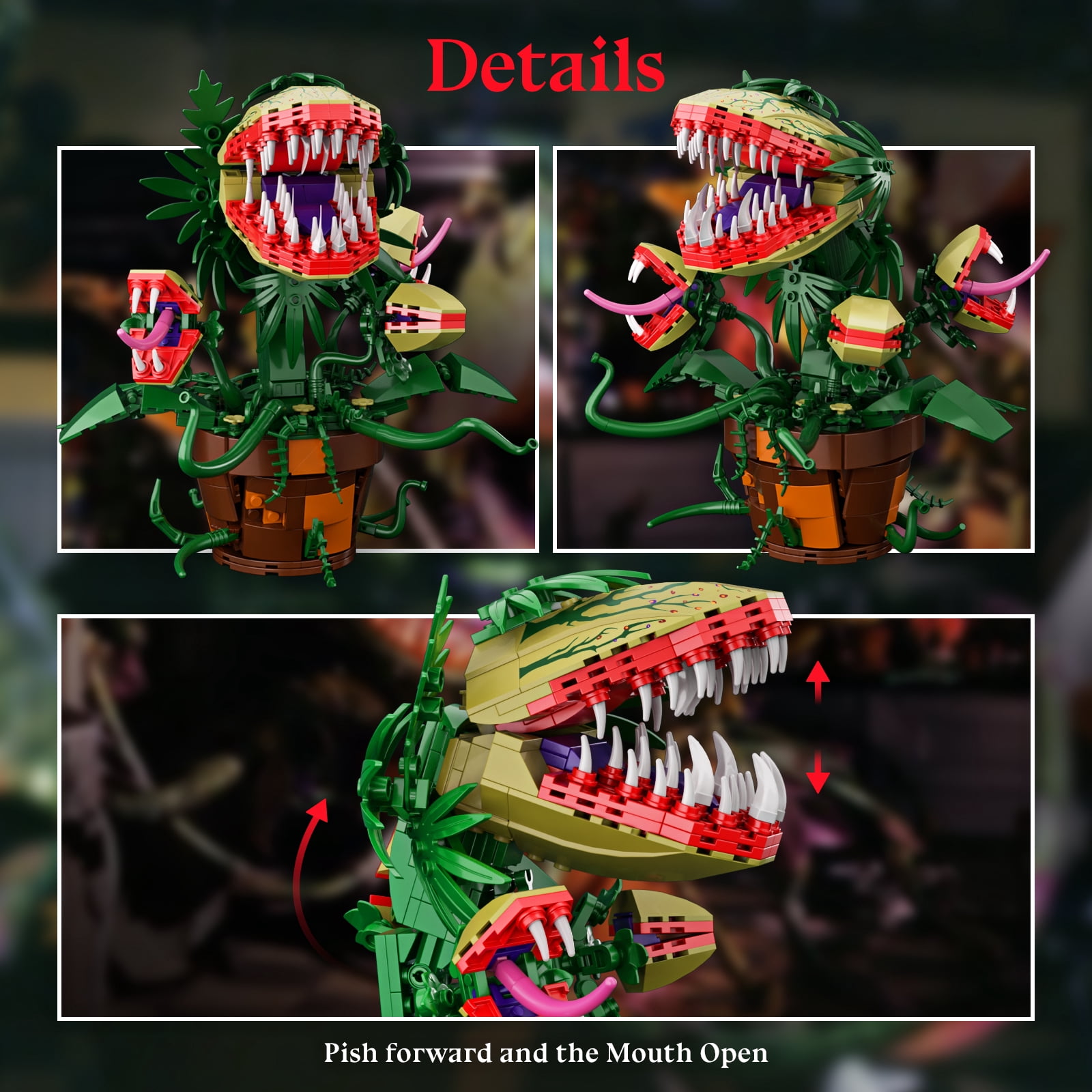 Audrey II Building Block Kit Piranha Plant Flower Building Toys Horrors Shop Cannibal with Openable Mouth Collectible Gift for Tv Fans Friends Birthday Christmas Halloween