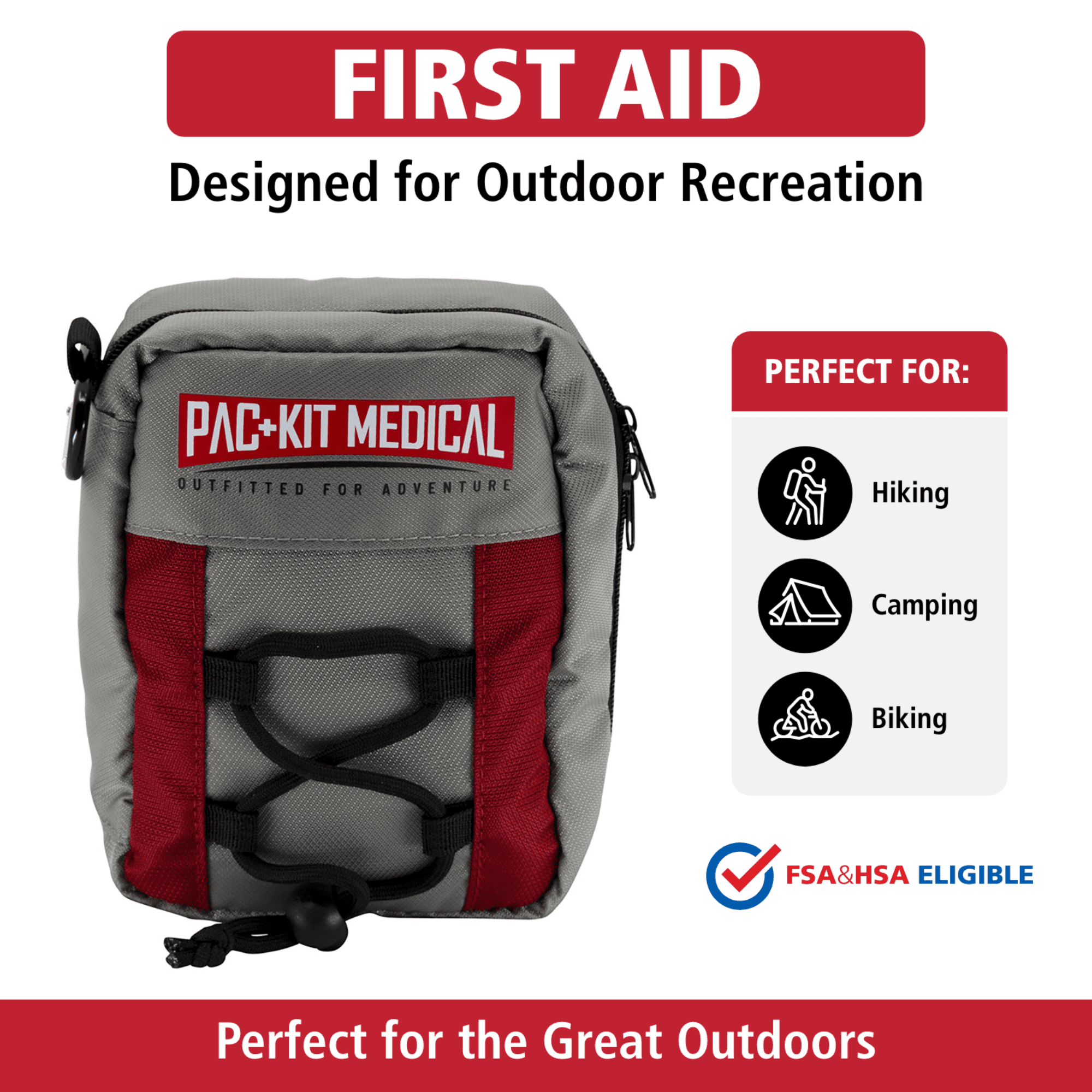 Pac-Kit Trailblazer 1 Comprehensive Outdoor First Aid Kit, 74 Pieces for Hiking, Camping, Backpacking and Survival