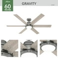 thumbnail image 4 of Hunter - Gravity Indoor Ceiling Fan With Light, Remote, 60-inch, Matte Silver, Casual-style, 6-speed, Energy Star, WiFi Smarthome, 51883, for Living Rooms, Bedrooms, 4 of 18