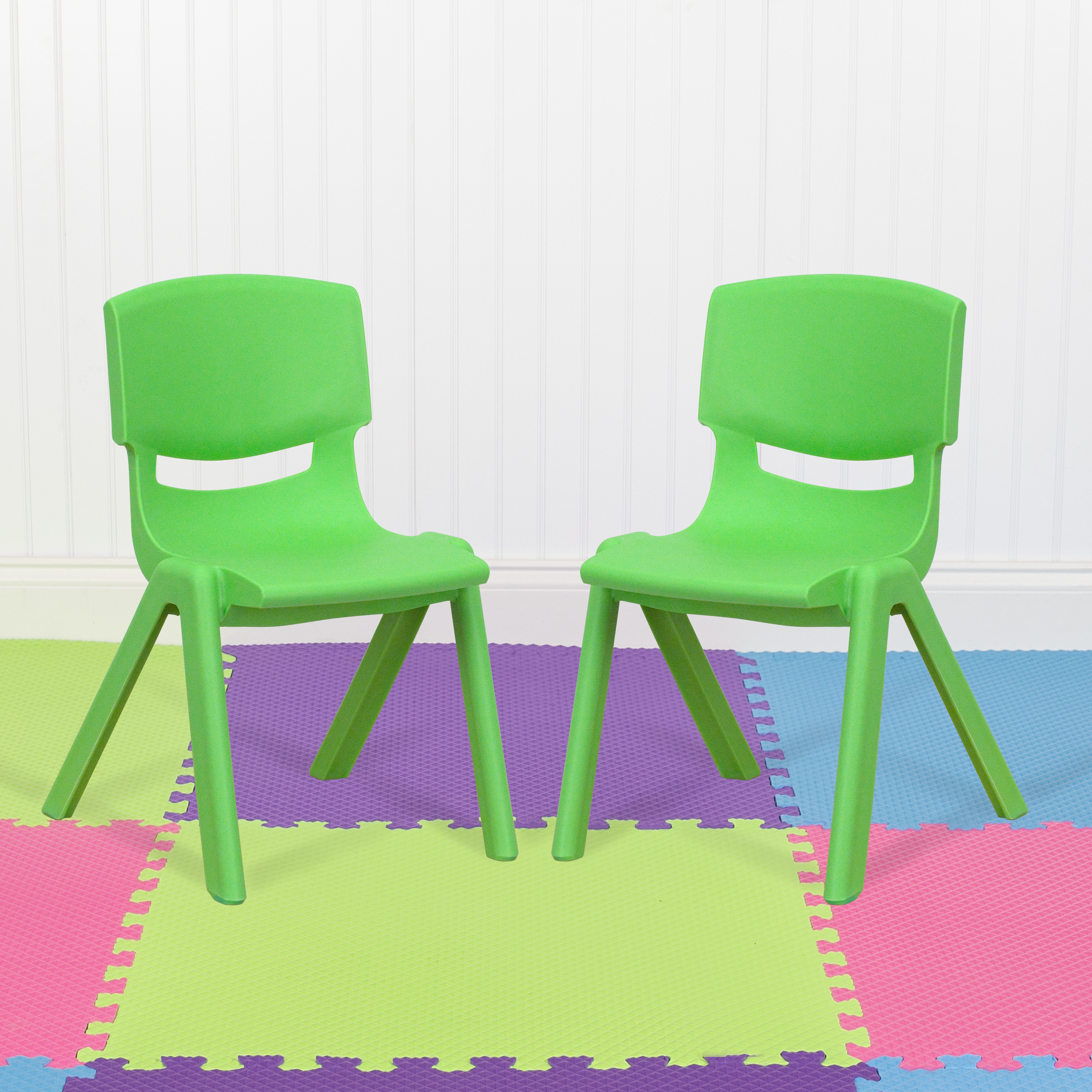 Flash Furniture Whitney 2 Pack Green Plastic Stackable School Chair with 12" Seat Height - image 2 of 13