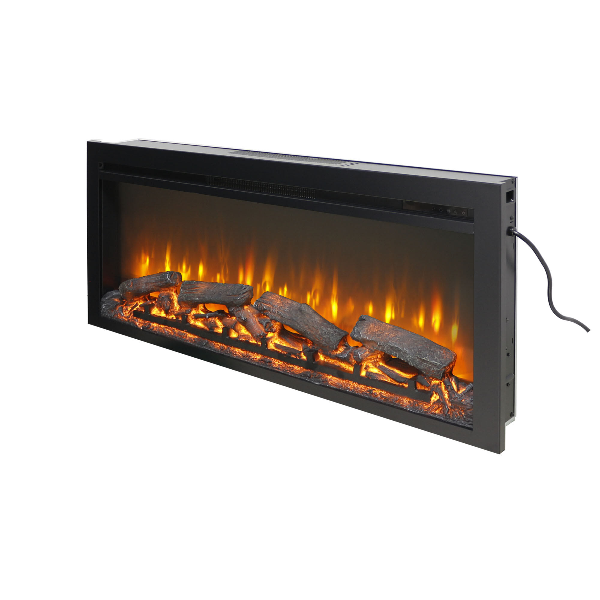Electric Indoor Fireplaces, 44 inch wall recessed electric fireplace with remote and Imitation Flame , LED light heater, Antique Black Indoor Fireplaces,Fireplace Tools Set