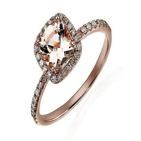 Limited Time Sale: 1.25 Carat Peach Pink Morganite and Diamond Engagement Ring in 10k Rose Gold