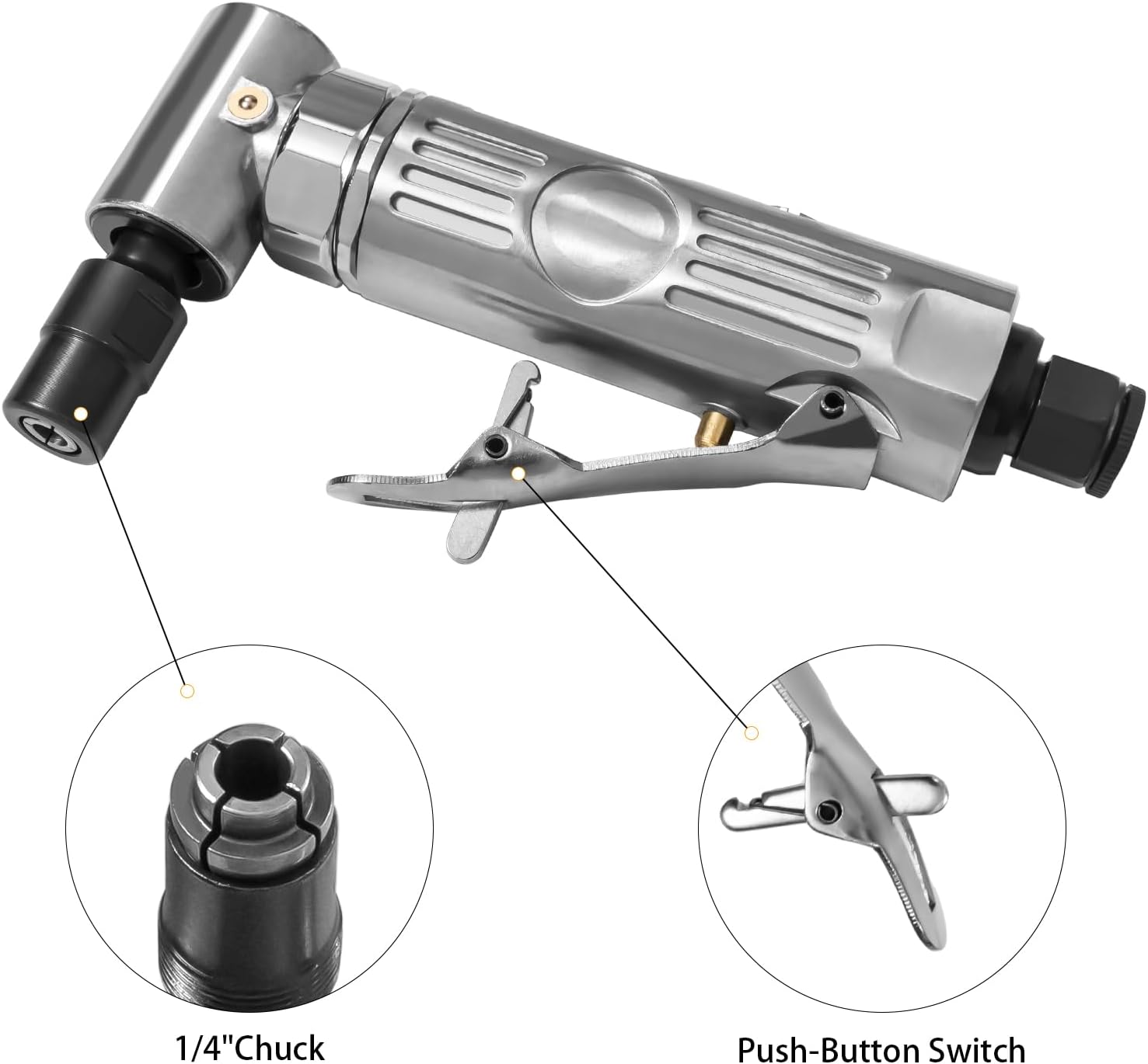 Right Angle Air Die Grinder With 22 Pcs 2-Inch Roll Lock Sanding Discs, 1/4 Inch Pneumatic Die Grinder Tool Mini Angle Grinder Kit For Grinding Polishing Deburring