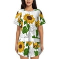 thumbnail image 1 of Balery Plump Sunflower And Sketch Conjunto de Pijama para Mujer con Estampado, Dos Piezas de Manga Corta y Shorts, Ropa de Dormir Suave con Cuello Redondo y Bolsillos-3X-Large, 1 of 6