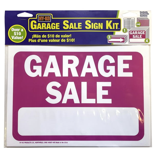 HyKo Garage Sale Kit, 248pcs, Four 9" x 12" Plastic Garage Sale Signs