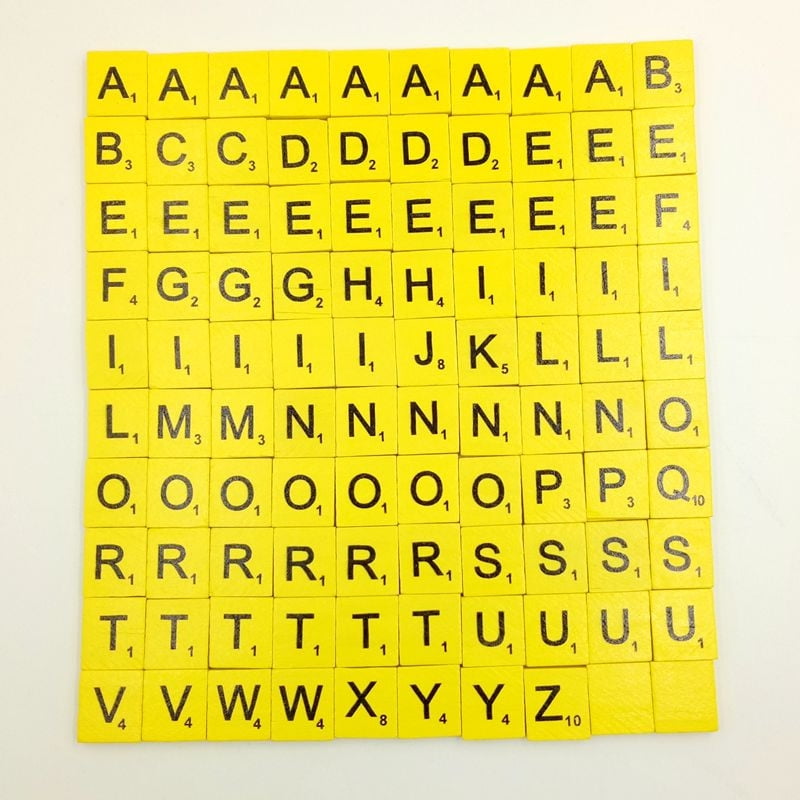 100 Wooden Scrabble Tiles Black Letters Numbers For Crafts Wood Alphabets Walmart Com Walmart Com