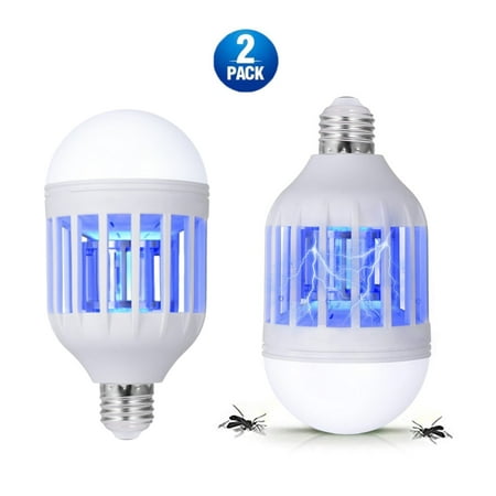 [2PACK] Bug Zapper Light Bulb, 2 in 1 Mosquito Killer Lamp UV LED Electronic Insect & Fly Killer for Indoor Outdoor Home Garden Porch