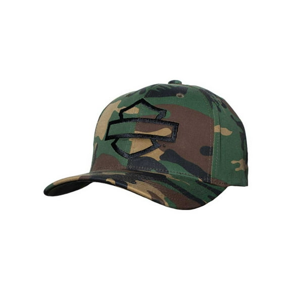 Harley-Davidson Men's Find Me B&S Logo Stretch Fit Baseball Cap - Camo (S/M), Harley Davidson