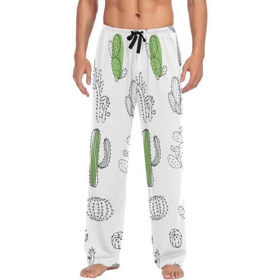 Cactus Pattern Ghost Pajama Pants, Men's Lounge Pants Light with Drawstring and Pockets, Christmas New Year Birthday Father's Day Gifts, X-Large