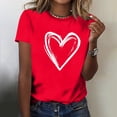 thumbnail image 4 of Hauts pour Femmes Saint-Valentin Manches Courtes Imprimé Cœur Col Rond T-Shirt Décontracté Rouge TTTTG, 4 of 6