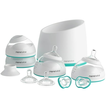 Nanobebe Baby Bottle Starter Set with Warmer & Pacifiers, (Best Way To Sterilize Baby Bottles Abroad)