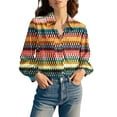thumbnail image 4 of Womens Tops Elegant Print Cotton Long Sleeve Button Blouse Spring Summer Shirts for Women Multicolor 5Xl, 4 of 7
