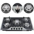 thumbnail image 4 of 30.3" Gas Cooktop, 5 Burners Gas Stovetop Cooktop Built-in LPG/NG Convertible Gas Hobs with Tempered Glass (30.3 inch), 4 of 7