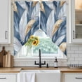 thumbnail image 4 of Modern Feather Kitchen Window Curtains, Swag Curtains Valance for Bedroom Living Room Bathroom, Aesthetics Gold White Blue Minimalist Rod Pocket Window Treatment Curtain Block Drapes 2 Panels 36"x36", 4 of 9
