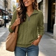 thumbnail image 5 of cocolona Womens Half Zip Sweater for Women Pullover Long Sleeve Cable Knit Sweater Dressy Casual Solid Color Fall Sweater, 5 of 8